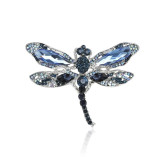 Cumpara ieftin Brosa Leanna, cu montura argintie, in forma de libelula, decorata cu pietre albastre