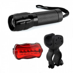 Set Lanterna LED 1W cu Zoom si Semnalizare Bicicleta Bailong foto