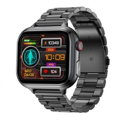 Smartwatch iSEN TK17 Negru, Otel, 1.91 HD, ECG, Ritm Cardiac, Oxigen in Sange, Glicemie, Tensiune Arteriala, Acid Uric, BMI, Monitorizare Somn, Moduri
