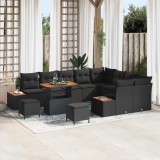 vidaXL Set de canapele pentru grădină 12 pcs Negru Rattan poli 3364904