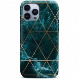 Husa TPU CaseGadget Sapphire Marble pentru Apple iPhone 13 Pro Max, Verde