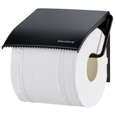 Suport rola prosoape de bucatarie, servetele, inox, 12 x 12.3 x 1.6 cm, negru, Klausberg foto