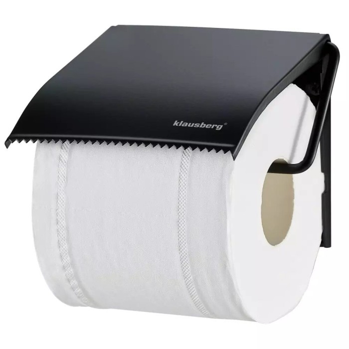 Suport rola prosoape de bucatarie, servetele, inox, 12 x 12.3 x 1.6 cm, negru, Klausberg