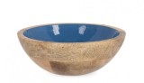 Cumpara ieftin Bol email albastru lemn maro Knossos 18x6.5 cm