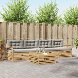 vidaXL Set de canapele de exterior cu pernă 5 pcs Alb și gri deschis 3389991