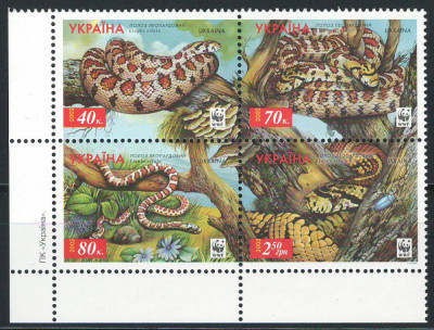 Ucraina 2002 Mi 502/05 block MNH - WWF: Sarpele leopard 27-3 foto