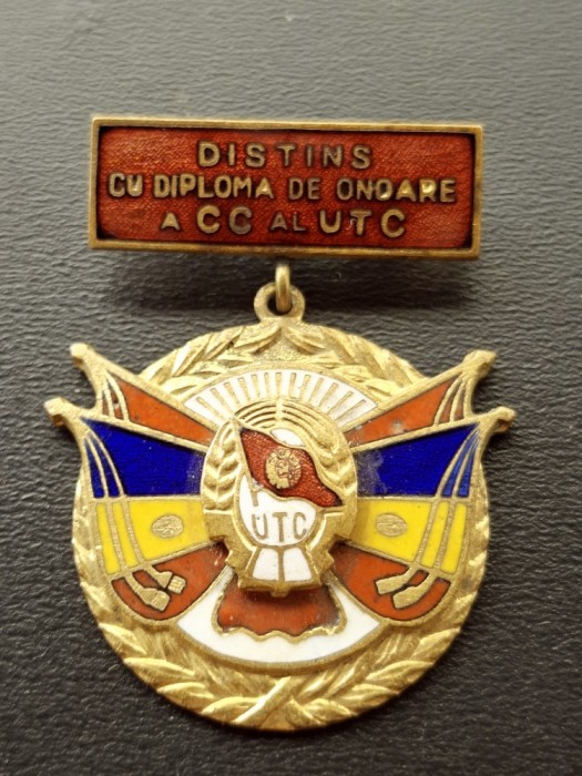 Insigna UTC Distins cu diploma de onoare a CC al UTC