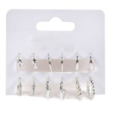 Set 6 Cercei Dama Argintii - Bijuterii Elegante, Uz Zilnic