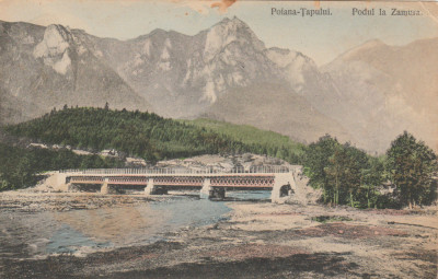 1912 CP ilustrata Poiana Tapului - Podul la Zamura, stampila rurala JUD. PRAHOVA foto