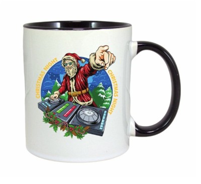 Cana maner negru personalizata Christmas Party DJ, INOVATIX&amp;reg;. 330ml foto
