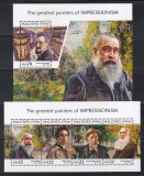 Maldive 2018 - Mari pictori ai impresionismului - Monet, Degas, Renoir, Pssaro, Caillebotte, Colita + Bloc, MNH