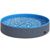 PawHut Piscină pliabilă pentru c&acirc;ini mari și foarte mari, cu podea anti-alunecare pentru rațe, interior și exterior, 160x30cm | Aosom Romania