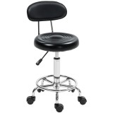 HOMCOM Tabouret cu role, scaun de masaj cu &icirc;nălțime reglabilă 70-86 cm și spătar, pivotant 360&deg;, negru | Aosom Romania