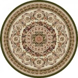 Covor Rotund Model Lotos 539-130, Marime 150 x 150 cm, Crem, Verde, Inaltime Fir 8 mm, Antialergic, Polipropilena, Living, Dormitor, Sufragerie, Birou