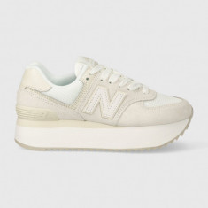 New Balance sneakers din piele întoarsă WL574ZSO culoarea bej