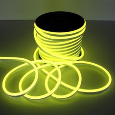 Furtun luminos Neon flexibil galben, profil 1.8x2.5 cm, IP66 foto