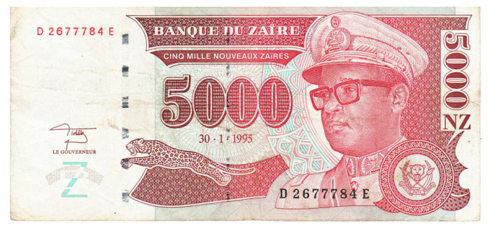 Zair 5000 5 000 Noveaux Zaires 1995 P-69 Seria 2677784