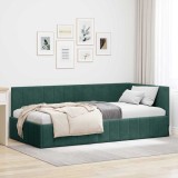 vidaXL Cadru de pat colțar Verde &icirc;nchis 90 x 200 cm Catifea