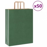 VidaXL Saci de h&acirc;rtie 50 buc cu m&acirc;nere verde 32x12x42 cm
