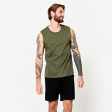 Maiou extensibil de fitness Verde kaki Bărbați, Domyos