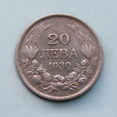 BULGARIA - 20 Leva 1930 - Boris III - Argint 4 g. foto