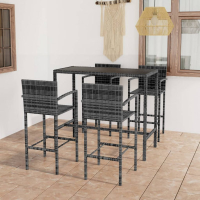 Set mobilier bar de gradina, 5 piese, gri, poliratan GartenMobel Dekor foto