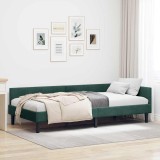 vidaXL Cadru de pat colțar cu headboard Verde &icirc;nchis 90 x 200 cm