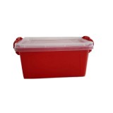 Caserola alimente, Criss, plastic, dreptunghiulara, rosu, 1.5 L, cu manere