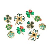 Set 10 brose martisor trifoi cu pietre verzi