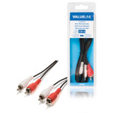 Cablu audio stereo RCA 2 x RCA tata - 2x RCA tata, 2.00 m, negru, Valueline