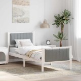 VidaXL Cadru de pat Alb și gri deschis 80 x 200 cm Lemn masiv de pin 878503