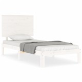 Cumpara ieftin Cadru pat fara saltea, alb, 100x200 cm, lemn masiv pin