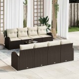 VidaXL Set de canapele pentru grădină 9 pcs Maro, Crem 55 x 55 x 37 cm