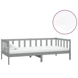 Cumpara ieftin Pat de zi cu saltea, gri, 90x200 cm, lemn masiv de pin