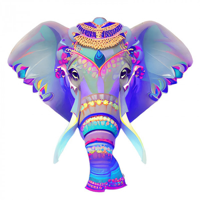 Sticker decorativ Elefant, Albastru, 63 cm, 7747ST