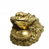 Statueta feng shui din alama broasca raioasa pentru prosperitate cu pepita 23cm