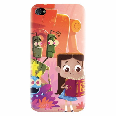 Husa silicon pentru Apple Iphone 4 / 4S, Children Kids Robots Illustration Colorful K foto