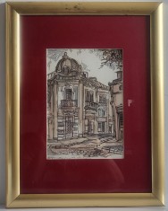 Tablou, raritate-grafica valoroasa de exceptie tus/acuarela-TIMPURI NOI-autor necunoscut