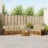 vidaXL Seturi de canapele 8 pcs Natural și Bej Lemn Solid de Acacia 3374503