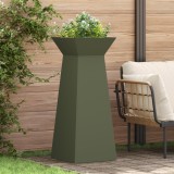 VidaXL Ghivece pentru grădină 2 buc cu bol, verde măslin, 40x40x100 cm, din oțel