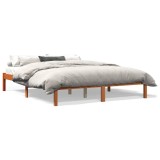 Cadru pat Gossi 160x200 cm, lemn masiv pin, maro ceruit, fara saltea