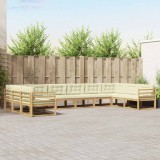 vidaXL Set de canapele de exterior cu pernă 10 pcs Alb și crem 3387089