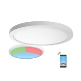 Cumpara ieftin Plafoniera LED Smart Klausen Nebula 18W, 1300 lm, Diametru 22.5 cm, Inaltime 1.7 cm, Dimabila RGB, Temperatura 3000-6500K, Design Modern Alb