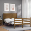 Cadru de pat cu tablie, maro miere, 140x200 cm, lemn masiv GartenMobel Dekor, vidaXL