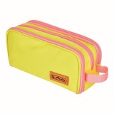 Penar tip etui, neon, 3 compartimente, galben/roz, Herlitz