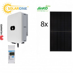 Kit sistem fotovoltaic 4 kW hibrid monofazat, invertor Huawei si 8 panouri fotovoltaice Jinko Solar 530W