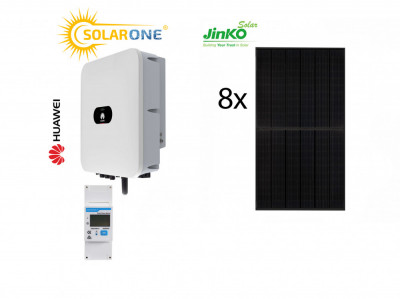 Kit sistem fotovoltaic 4 kW hibrid monofazat, invertor Huawei si 8 panouri fotovoltaice Jinko Solar 530W foto