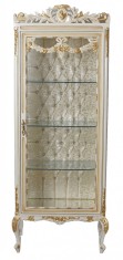 Vitrina baroc din lemn masiv alb cu decoratiuni din alama CAT977D