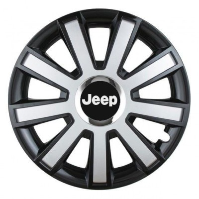 Set 4 capace roti Silver/black cu inel cromat R14 pentru gama auto Jeep foto