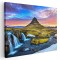 Tablou peisaj cascada apus Kirkjufell Islanda Tablou canvas pe panza CU RAMA 70x100 cm